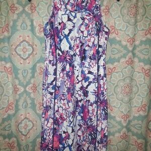 Title Nine Abstract Print Sleeveless Dress - Pink and Blue